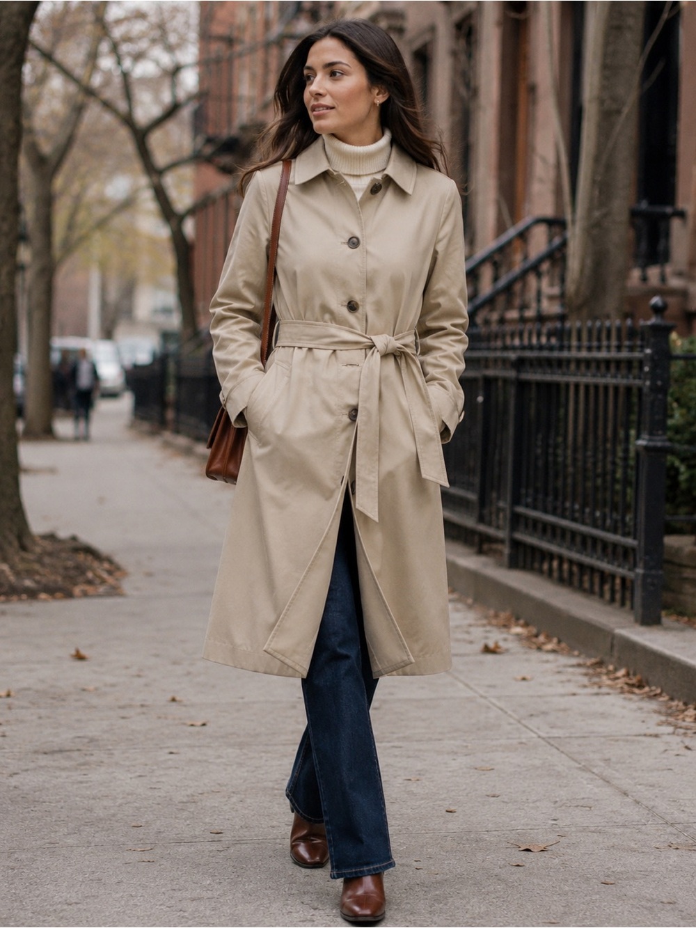 LOFT Beige Belted Trench Coat